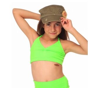 Katrina Girls Twist Top in Lime Sports Bra Size YL